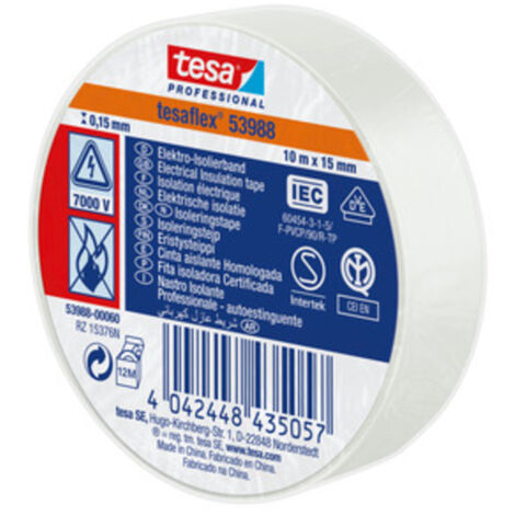 NASTRO ISOLANTE CERTIFICATO BIANCO MM.15(MT.10). Prezzo per 1 pezzo.