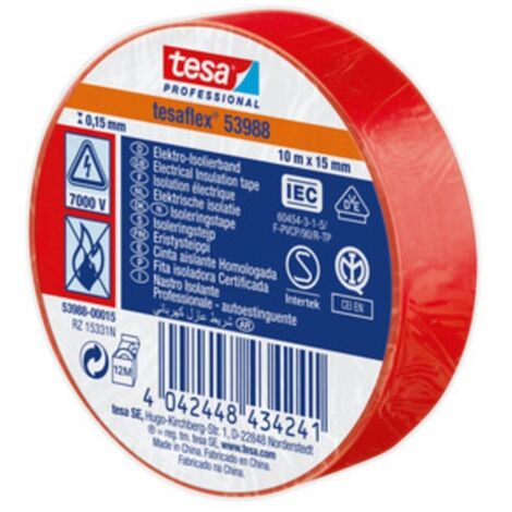 NASTRO ISOLANTE CERTIFICATO ROSSO 10MTX15MM