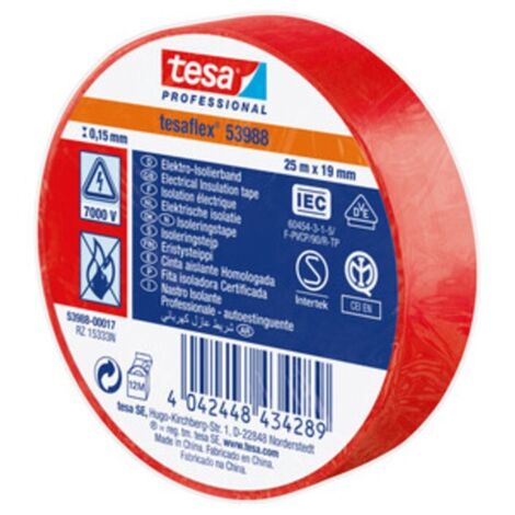 NASTRO ISOLANTE CERTIFICATO ROSSO 25MTX19MM