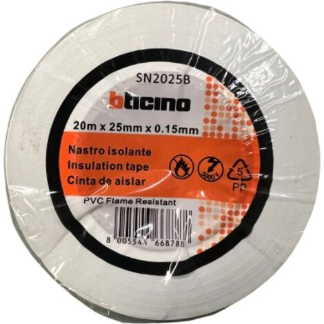 Nastro Isolante in PVC Bianco 25 mm x 20 m Autoestinguente