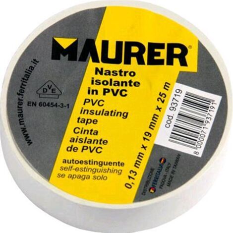 NASTRO ISOLANTE in PVC BIANCO MAURER 25 mt H25 mm Spessore 0,13 mm