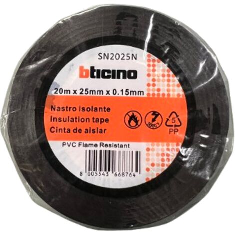 Nastro Isolante PVC Nero 25mm x 20m Autoestinguente Flessibile