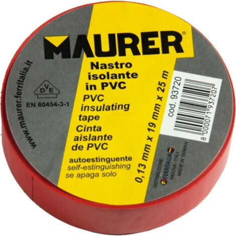 NASTRO ISOLANTE PVC ROSSO MAURER 10MTX15MM SP.0,13MM