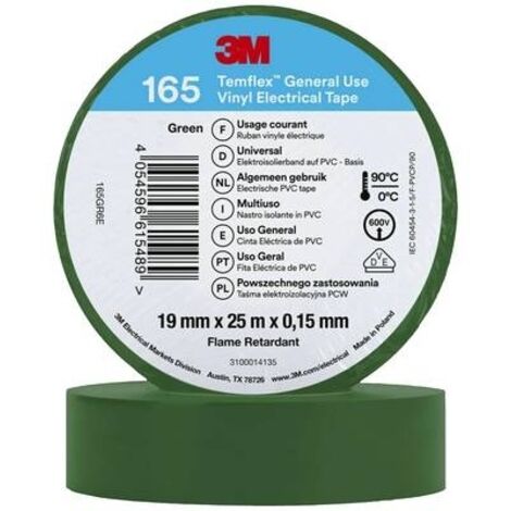 Nastro Isolante Temflex 165 19Mm X 25M Green ( 3M cod. 7100184813 )