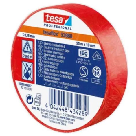NASTRO ISOLANTE TESA MM 19 X 25 MT ROSSO