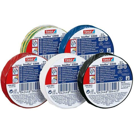 Nastro isolante Tesa Tesaflex - Dimensioni: 25x19 mm, Colore: Strisce Giallo/Verde