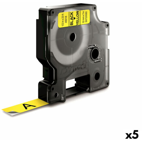 Nastro Laminato per Etichettatrici Dymo D1 45018 12 mm LabelManager™ Giallo Nero (5 Unità)