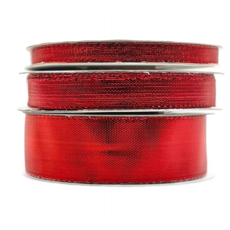 Nastro metallico rosso rotolo 6 mm 22 m per decorazione