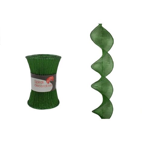 Nastro nastrino onda spirale verde per decorazioni addobbi albero di natale natalizi in tessuto moderno particolare rotolo cm180