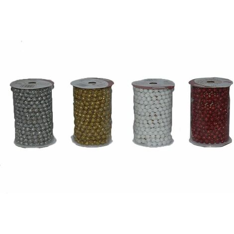 Nastro nastrino per decorazioni albero di natale addobbi natalizi perle perline rotolo in oro bianco rosso argento - colorigenerali: ARGENTO