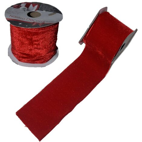 Nastro per albero di natale nastrino velluto rosso decorazioni addobbi natalizi rotolo 270 cm confezioni pacco regalo doni