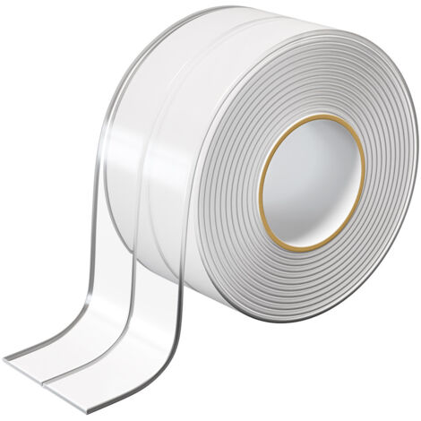 Nastro per calafataggio largo e trasparente, impermeabile, per WC, bagno, lavandino, vasca da bagno, pavimento (3,2 m3,8 cm)