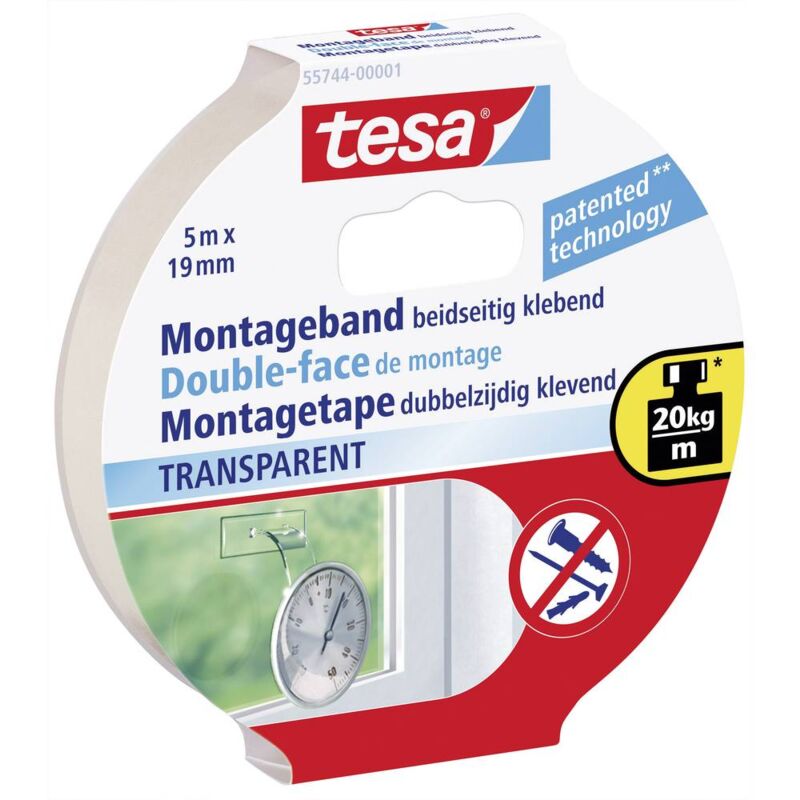 Image of tesa Tesa 55744-00001-02 Nastro per fissaggio tesa® Powerbond Trasparente (L x L) 5 m x 19 mm 1 pz.