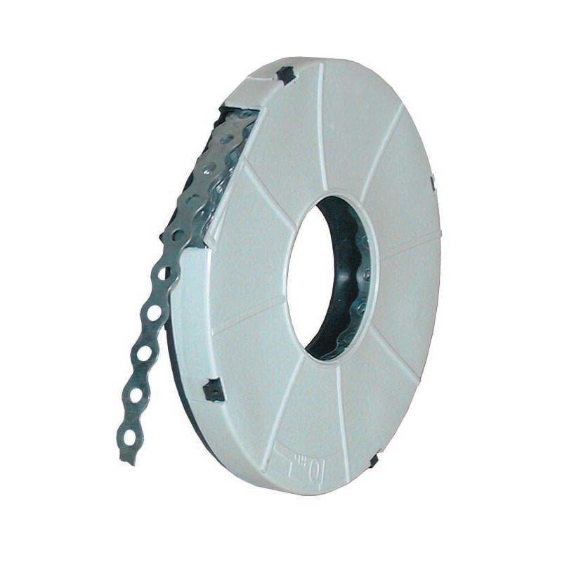 Ruban pré-percé pour la fixation et le supportage de tuyaux Ruban pré-percé galvanisé 26x1 rouleau 10m