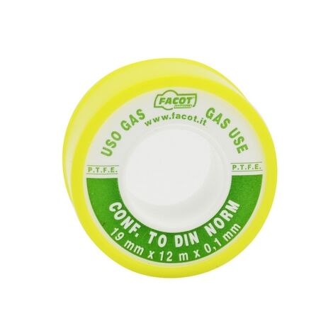 Nastro p.t.f.e teflon din uso gas h 12 mm x 12 m