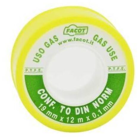NASTRO P.T.F.E TEFLON DIN USO GAS H 12 mm x 12 m FACOT