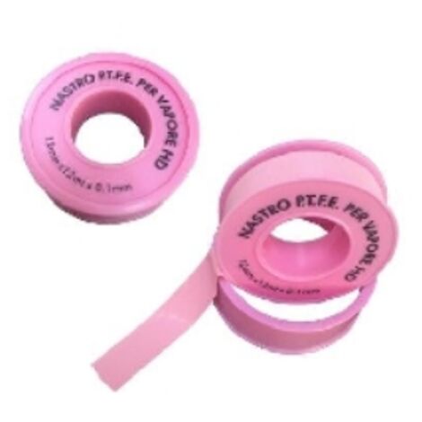 NASTRO PTFE TEFLON PER VAPORE ROSA H. 12 mm x 12 m x 0,1 mm DH