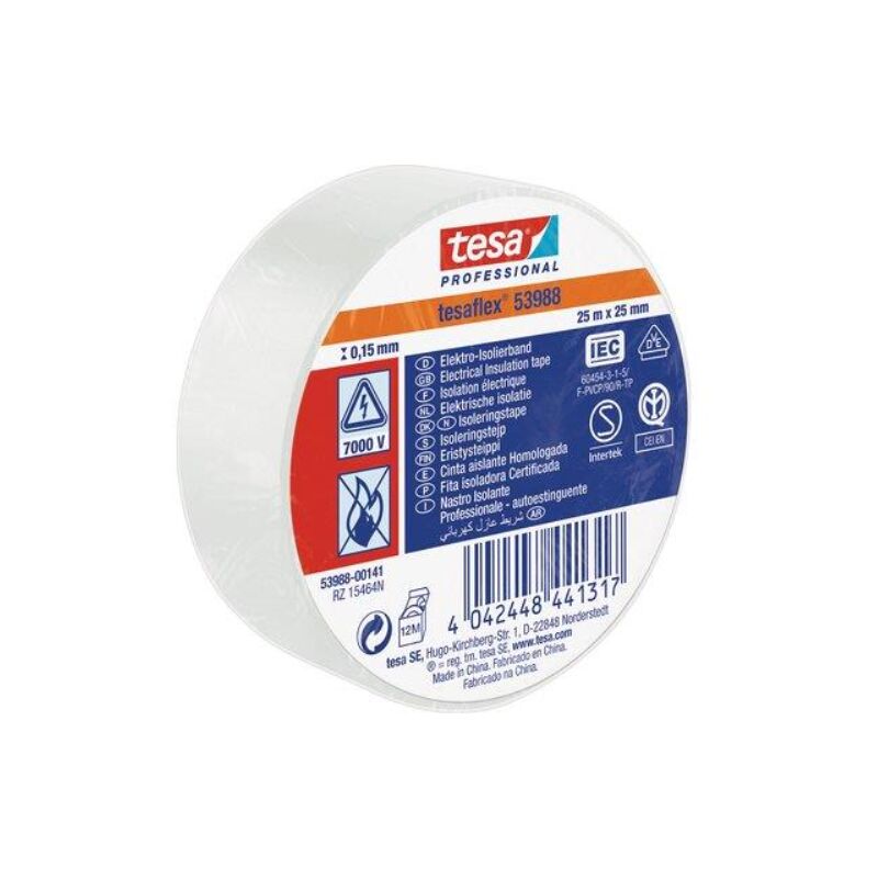 Nastro pvc isolante imq Tesa bianco mm 25 ml 25