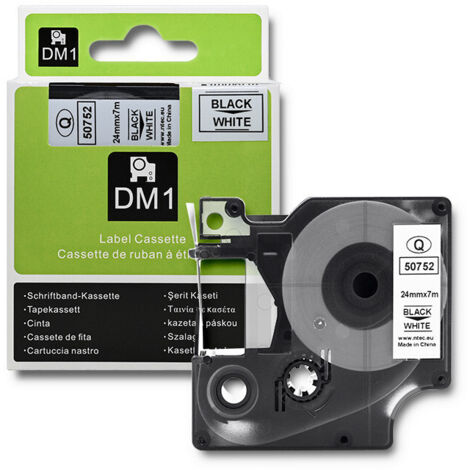 Nastro Qoltec per DYMO D1 53713, 53718  24 mm x 7 m  Stampa bianco/nero