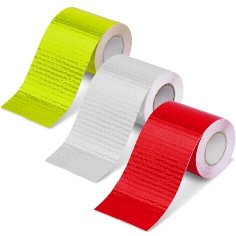 Nastro riflettente ad alta intensità KZQ, confezione da 3, 3 colori, rotolo di nastro di avvertimento di sicurezza da 5 cm x 3 m per rimorchi e auto, uso interno ed esterno.
