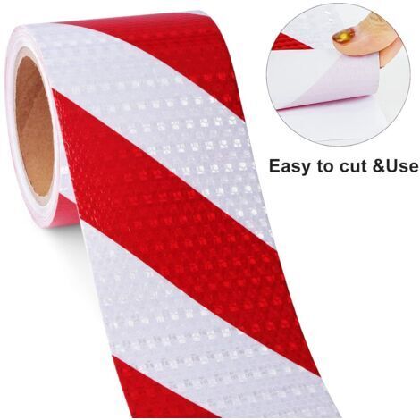 Nastro riflettente adesivo rosso e bianco 15 cm x 10 m, impermeabile, autoadesivo, per veicoli, auto, rimorchi, esterni