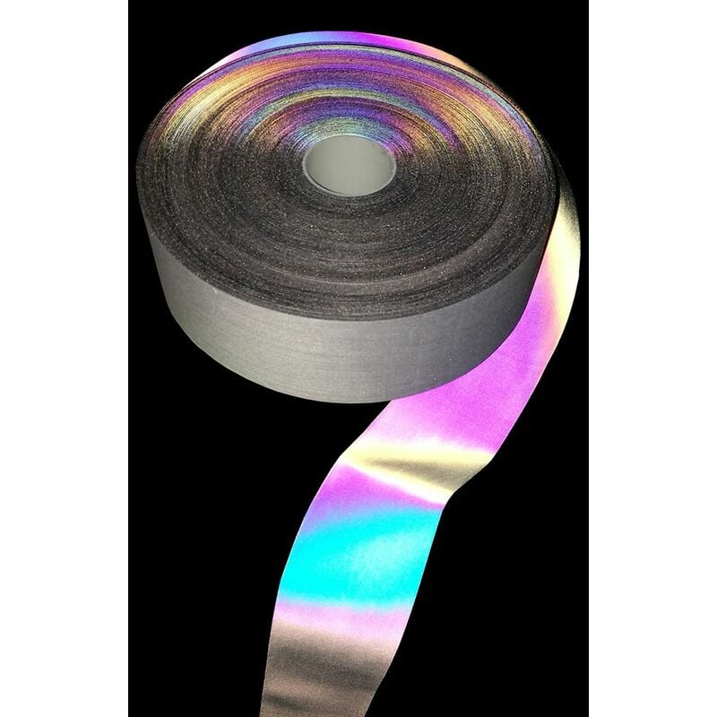 Nastro riflettente arcobaleno con sfumature olografiche da cucire 25/50mm x 2 mt Misura - 50mm x 2 Metri