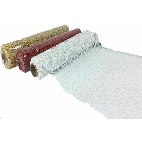 Nastro runner centro tavola per decorazioni albero di natale fiocco puntale addobbi natalizi nastrino oro rosso argento bianco - colorigenerali: BIANCO