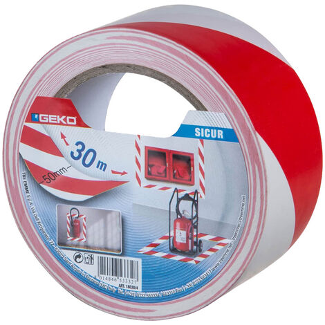 Nastro Segnaletico Adesivo 50 mm x 30 mt GEKO Sicur - Bianco/Rosso