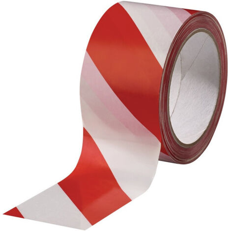 Nastro segnaletico in PVC rosso / bianco L.66m P.60mm Rl.