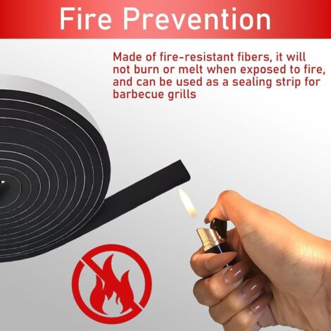 Nastro sigillante autoadesivo per camini e barbecue - 3 m - Resistente al calore (spessore 3 mm) - Per finestre di stufe, tubi di camini e apparecchi per fumatori