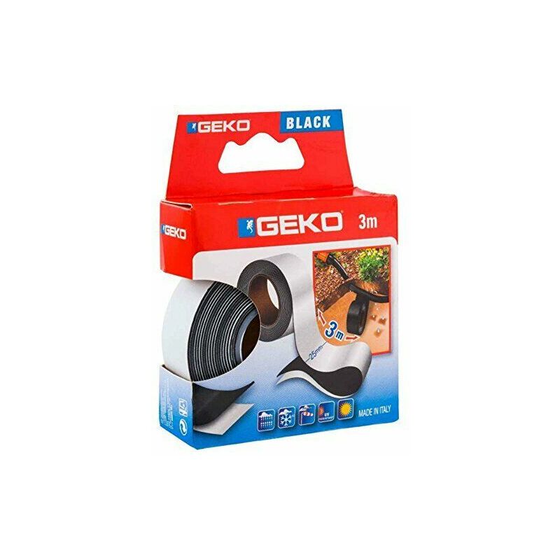 Nastro autoagglomerante 25 mm x 3 mt geko black per cavi elettrici tubi innesti