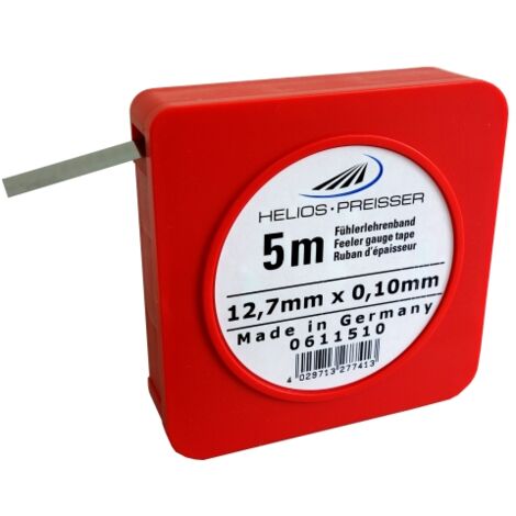 Nastro spessimetro Helios Preisser, cassetta singola (acciaio al carbonio, temprato, larghezza 12,7 mm, lunghezza 5 m, dimensione nominale 0,03 mm) 0611 503