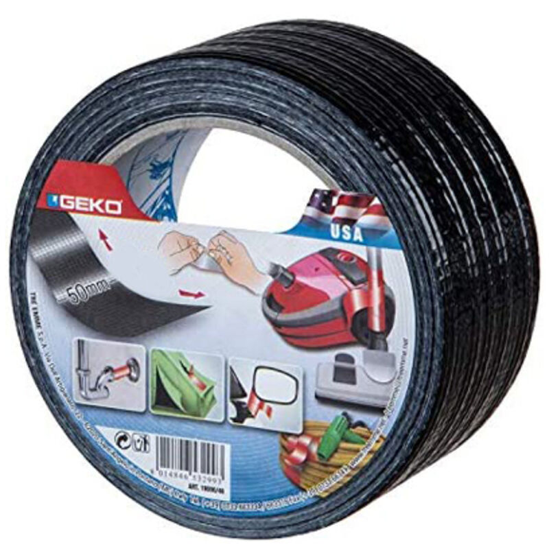 Mini rotolo di nastro adesivo 10mt x50mm nero gsc geko