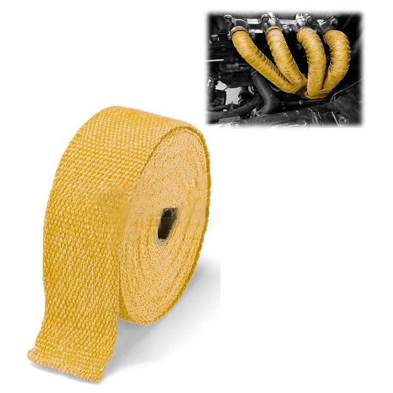 Nastro termico fibra di vetro protezione calore collettore scarico marmitta 50mm x 1,5mt Colore - Giallo