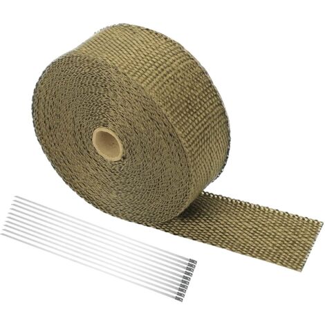 Nastro termico per scarico, 50 mm x 5 m, isolamento termico per scarico, nastro isolante con fascette metalliche, per il fissaggio di scudi termici per autoveicoli