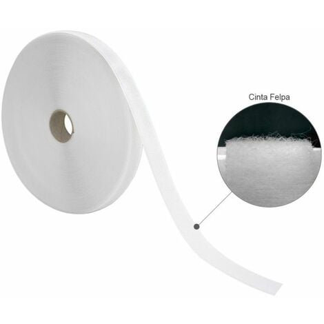 Velcro adesivo a strappo, solo asola, colore bianco, 25 mm - 25 mt
