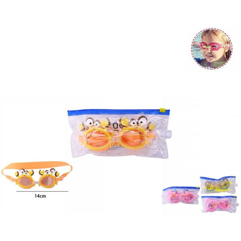Trade Shop - Occhialini Nuoto Piscina Mare Bambini Regolabili Colorati Con Animaletti 71557 -