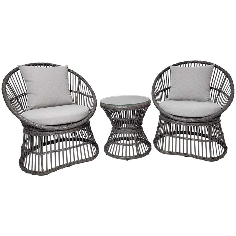 Ebuy24 - Natal ensemble de salon avec coussin extérieur rotin,gris.