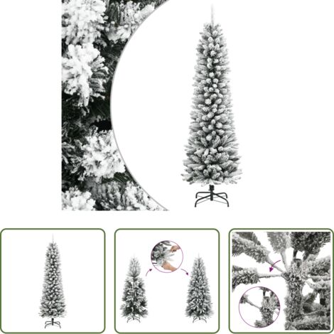 Natale -  Albero Natale Artificiale Sottile Neve Floccata 120cm PVC e PE