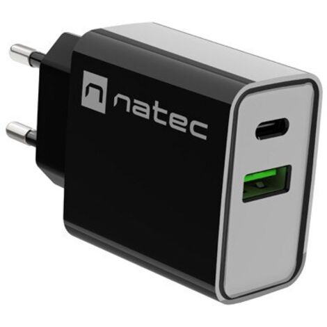 NATEC 20W USB-A+USB-C Power Delivery Ladegerät - Schnellladen
