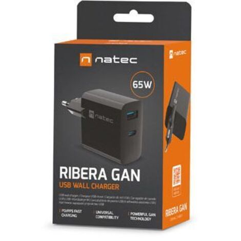 NATEC NUC-2145 cargador de dispositivo móvil Universal Negro Corriente alterna Carga rápida Interior
