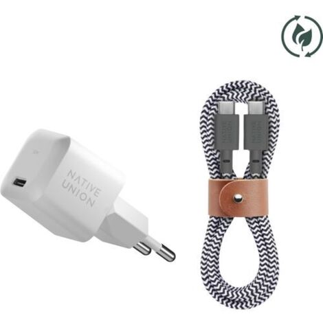 Native Union 30W USB-C Fast GaN Charger White + USB-C Cable Zeb.