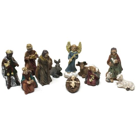 NATIVITA' 11PZ 3.3CM IN RESINA DECORAZIONI PRESEPE NATALE ADDOBBI FESTE