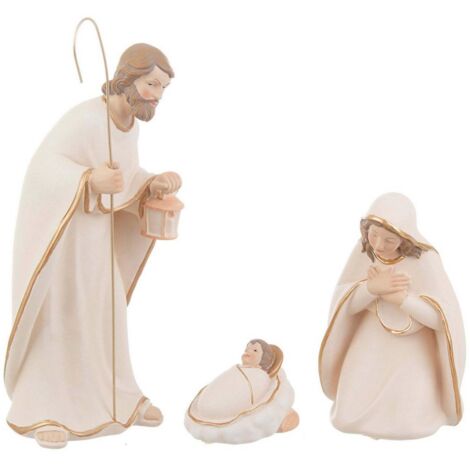 Natività a 3 Figure Celestial Bianca Altezza 25cm (4 Pezzi)