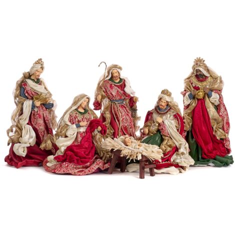 Natività completa in resina decorazioni natalizie set da 6, da 38 cm