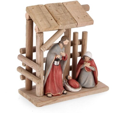 Natività con Capanna in poliresina "Mirabelle" per presepe -Con stella cometa