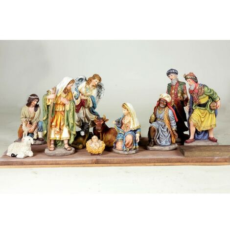 Natività in Resina 16cm Multicolor Gold Set 11 Pz.