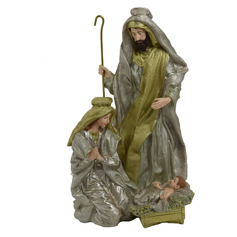 Natività in Resina bianco oro cm 24,5x19,5xh39,5