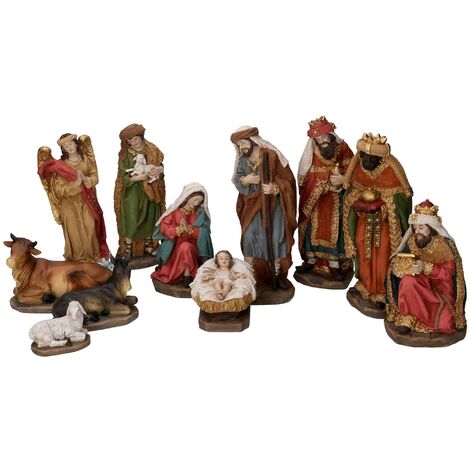 SET NATIVITA BAMBINI PRESEPE NATALE STATUINE PRESEPIO RESINA 7CM 11PZ