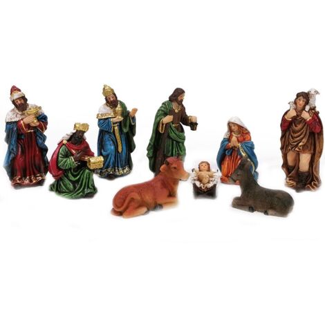 Natività sacra famiglia 9pz pastorelli statuine presepe decorazioni di natale